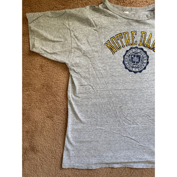 VTG Champion T-Shirt Mens XX Large Grey Notre Dame Fighting Irish USA Made 80s - Picture 3 of 10